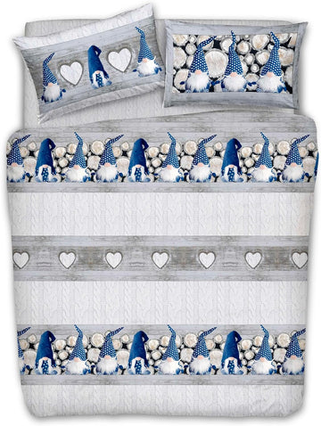 Parure Copripiumino Matrimoniale e Singolo 100% Cotone | Gnomi Blu